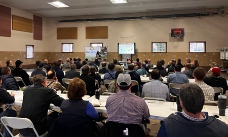 Meeting about healthy soil, conservation, and crop management